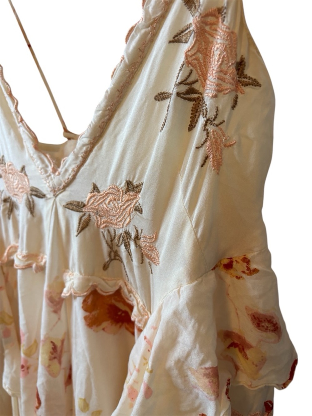 Free People Women's Audrey BOHO Embroidered Floral Sleeveless Maxi Dress Size XS - Picture 9 of 11